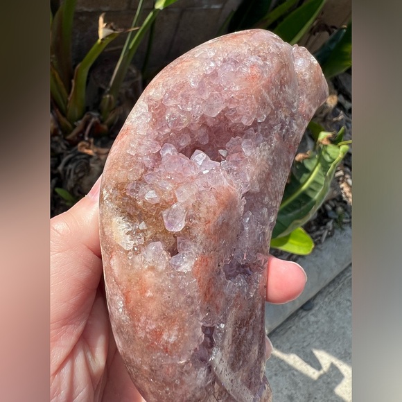 Sugary Pink Amethyst Crystal Druzy Moon - Picture 3 of 11